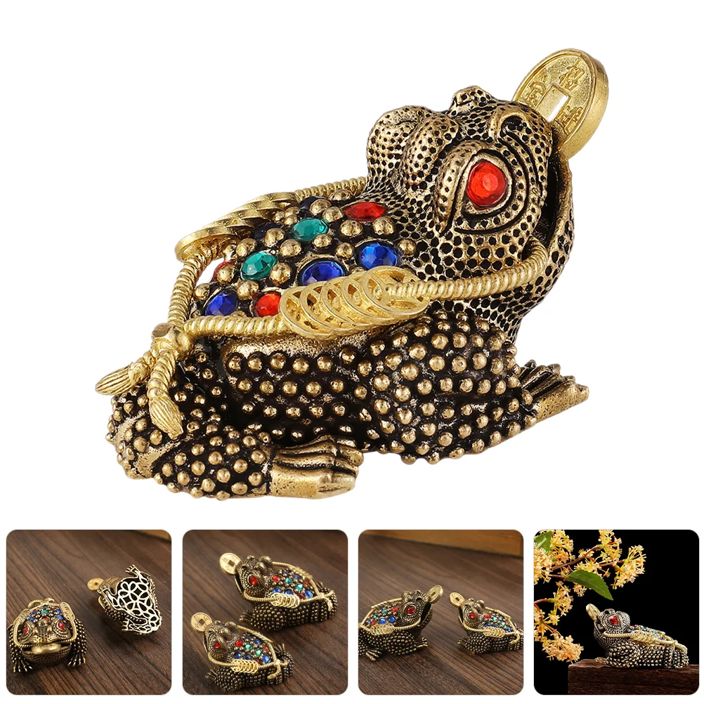 

Brass Golden Toad Charming Decoration Desktop Statue Money Sculpture Ornaments Hollow Out Creative Design Copper Realistic