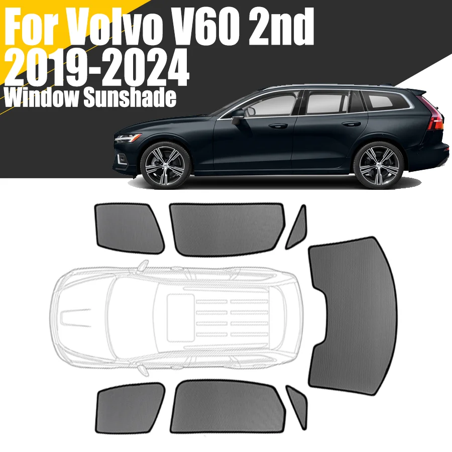 

Custom Magnetic Car Window Sunshade For Volvo V60 2nd 2019 - 2024 Curtain Mesh Front Windshield 2020 2021 2022 2023