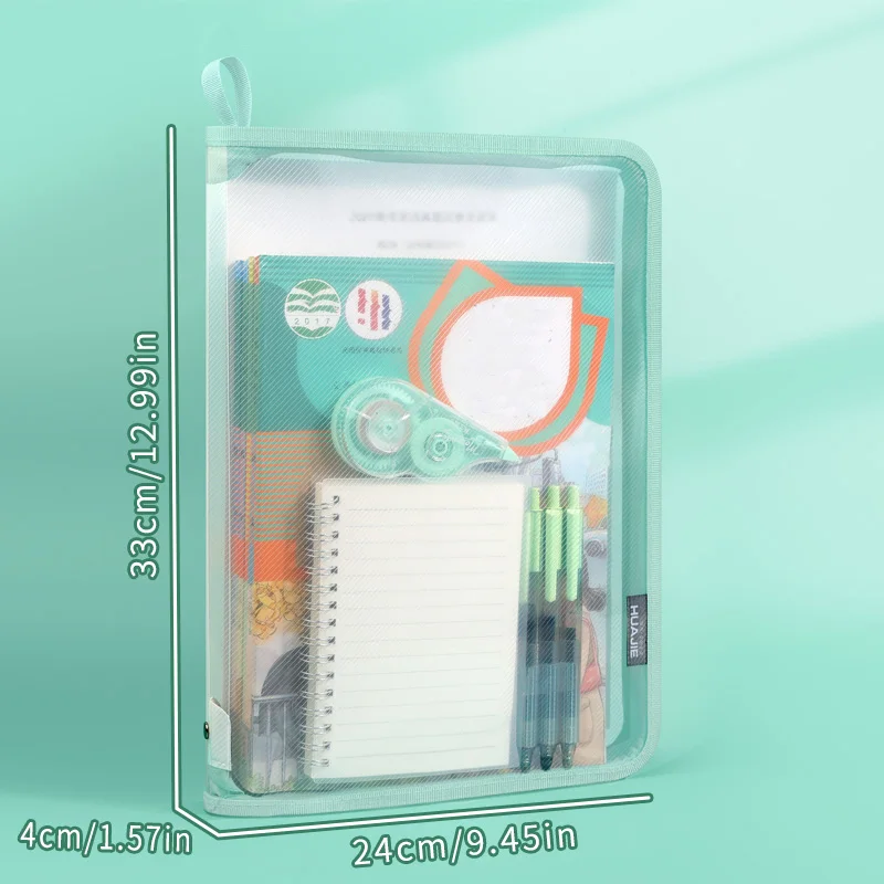 Huajie 투명 문서 가방 주제 가방 대형 개방 주제 분류 가방 초등학생 문서 책 메쉬 보관 가방 지퍼 주제 분류 가방 시험 특수 가방 과외 가방 Satchel Book Ba