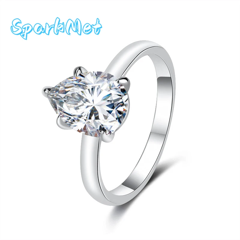 

Кольцо SparkMet 1-2 карата с настоящим муассанитом и сертификатом, пройденный тест на бриллианты, женские ювелирные изделия, подарок, серебро S925