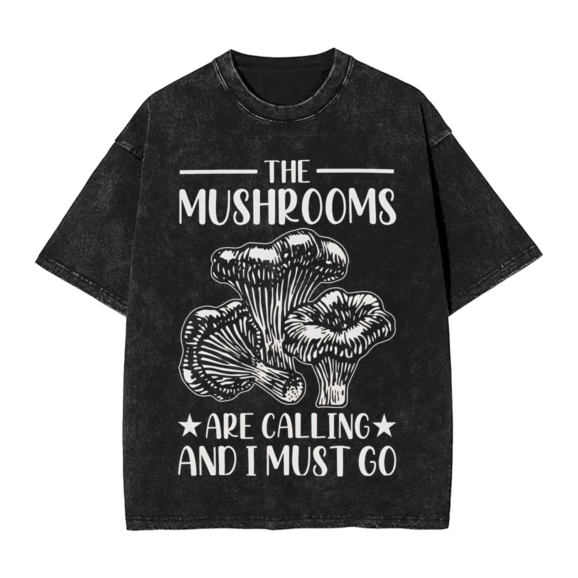 Mushrooms Are Calling Apparel Washed T Shirts Men Women Streetwear Hip Hop T-Shirt Graphic  Tee Shirt Cotton