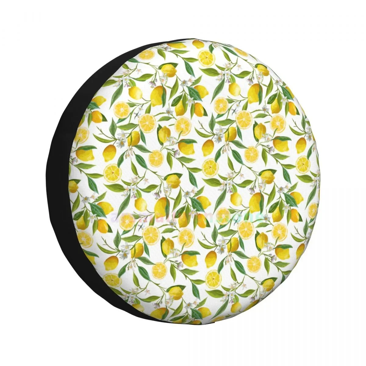 Lemon Tree Branches Flowers Leaves Anti-UV Tire Cover for Trailer RV SUV, Spare Tire Cover with Anti-Fouling Coating, 14-17 Inch