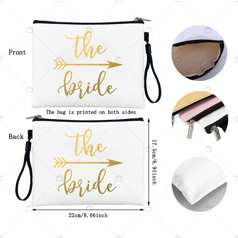 Team Bride Makeup Bag Wedding Bridesmaid Gifts Future Mariée Cosmetic Organizer Bags Small Traveling Essentials Toiletry Pouchs