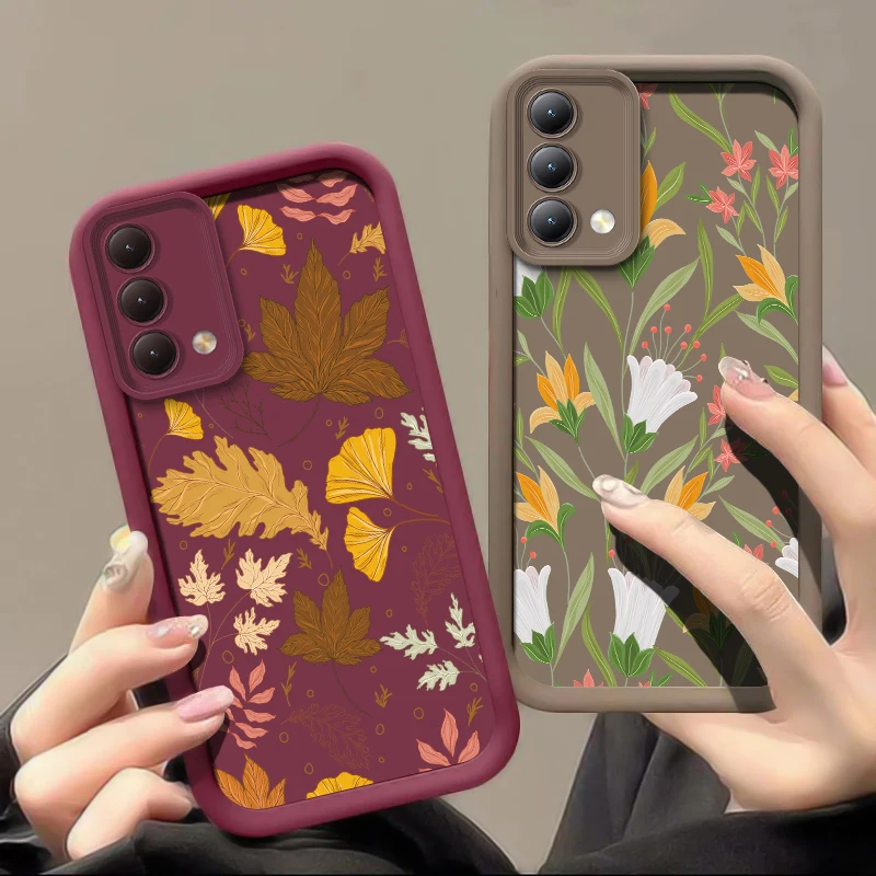 حافظة هاتف من السيليكون غير اللامع لهاتف انفينيكس تكنو سبارك 20C 10 Pro 6 Go 2024 2023 2022 Pova 7 Camon 40 Pro 30 20 غطاء أوراق الزهور