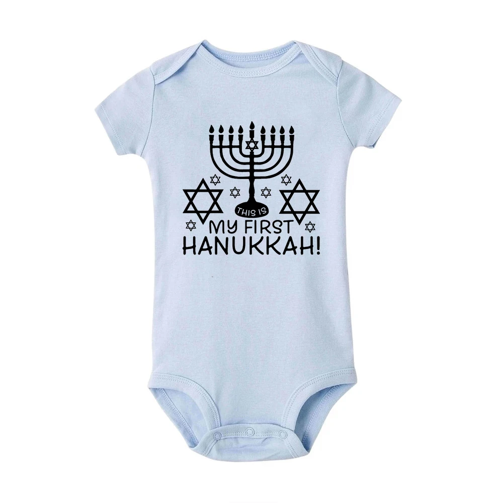بلدي أول هانوكا شانوكا طفل بنين بنات قصيرة الأكمام السروال القصير الرضع حديثي الولادة داخلية الاطفال الطفل ملابس عتيقة وتتسابق #6