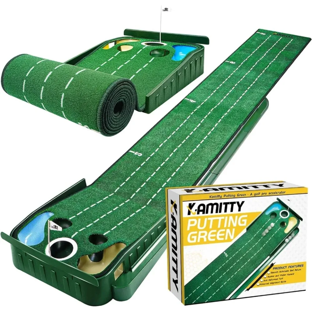 

Putting Matt for Indoors, Golf Putting Mat with Ball Return, Mini Golf Game for Home and Office