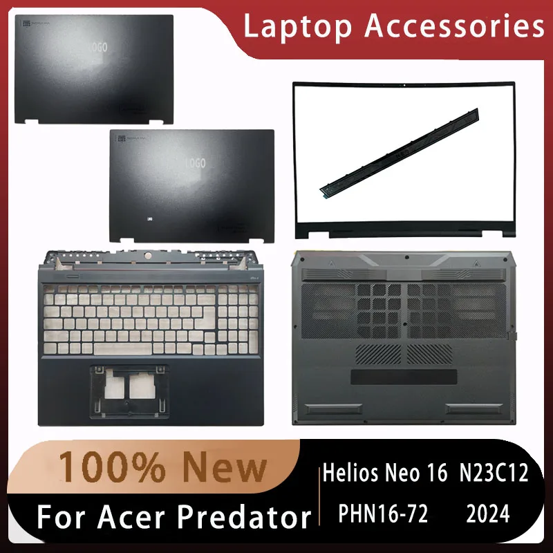 

New For Acer Predator Helios Neo 16 PHN16-72 N23C12 2024;Replacemen Laptop Accessories Front Bezel/Palmrest/Bottom With LOGO