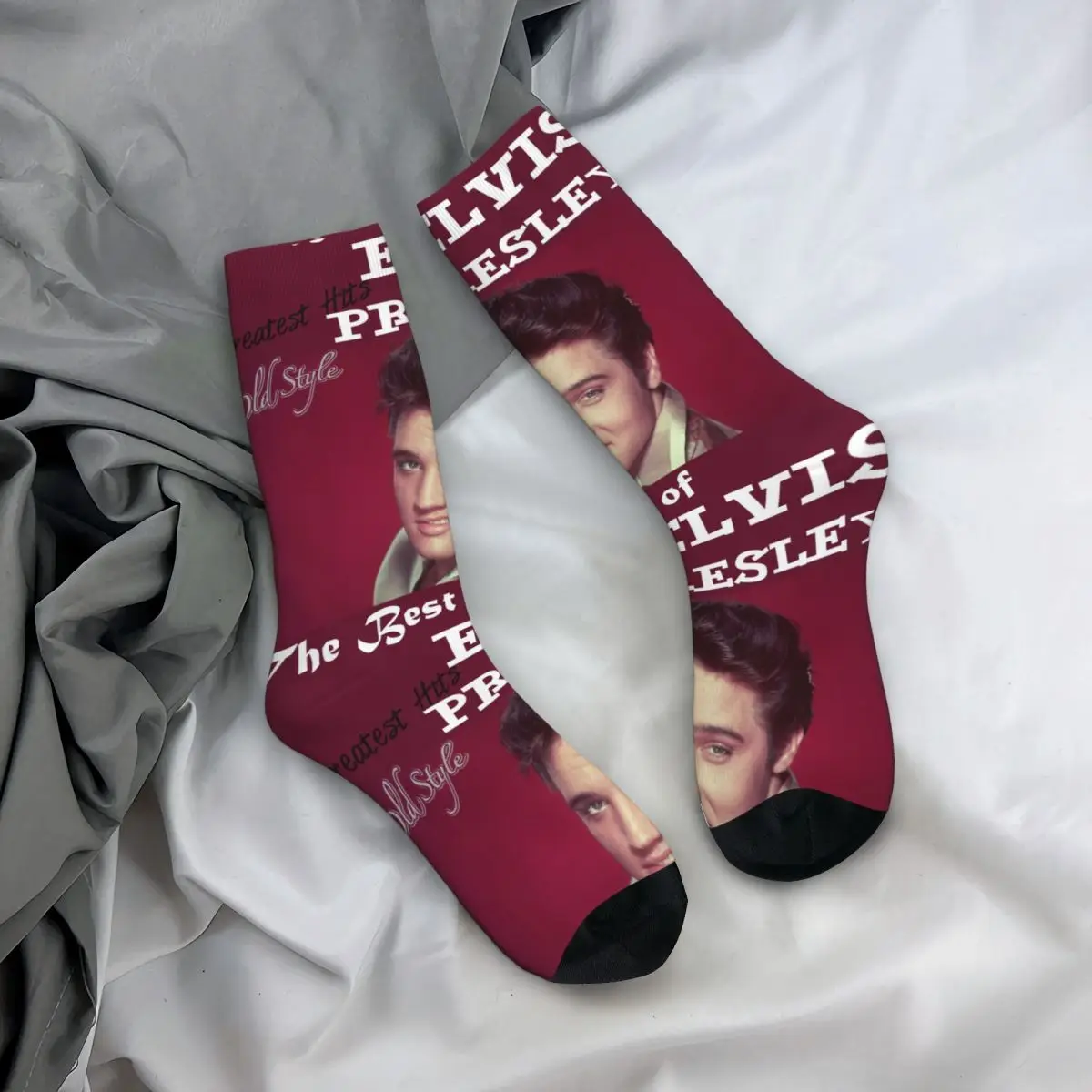 Funny Crazy Sock for Men Best Music Hip Hop Harajuku E-Elvis Singer Presley Happy Quality Pattern Printed Boys Crew