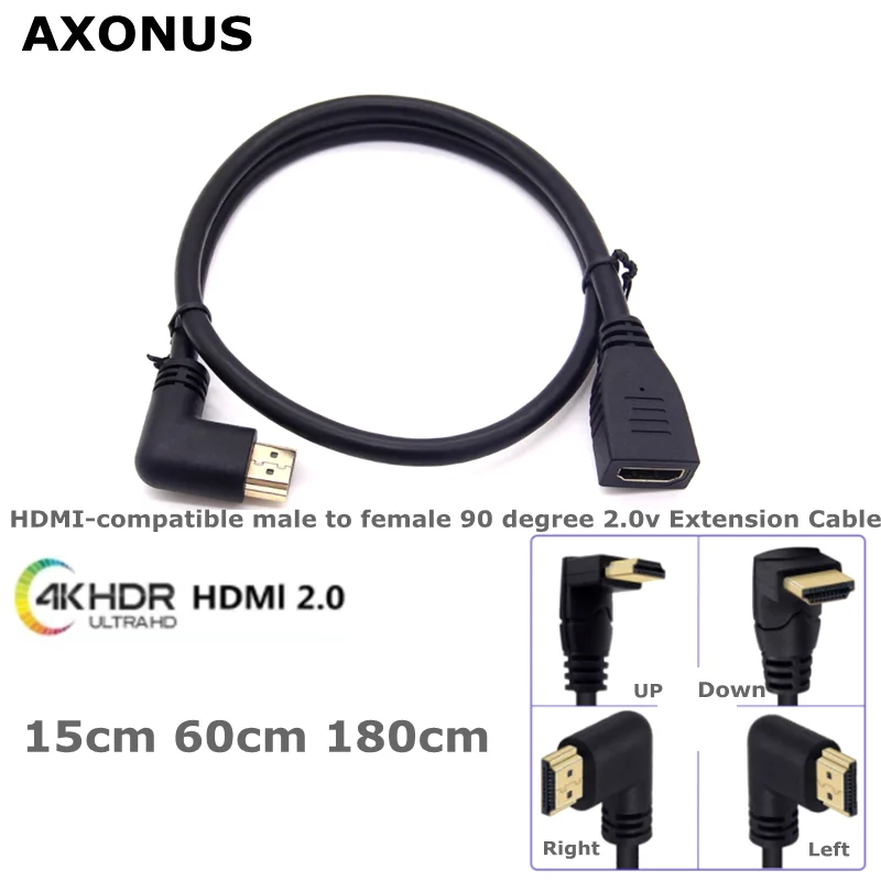 

180 см HDMI-совместимый удлинительный кабель «папа-мама», 90 градусов, 2,0 В, 4K*2K, 60 Гц, используется для HD-телевизора, ЖК-дисплея, ноутбука, проектора PS3