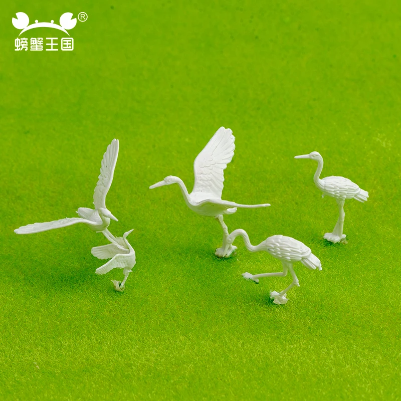 10pcs Plastic Bird Animal Figurine Crane Swan Garden Figure Miniature Accessories for Model Landscape Static Scenery Diorama