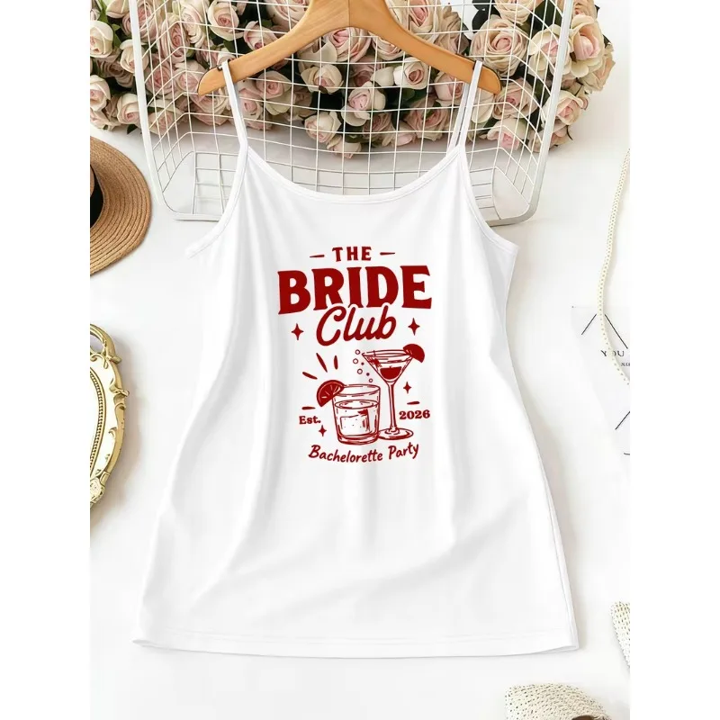 Women The Bride Club Bachelorette Party Tank Top Spaghetti Strap Bridal Shower Hen Wedding Summer Sleeveless Layering Tops