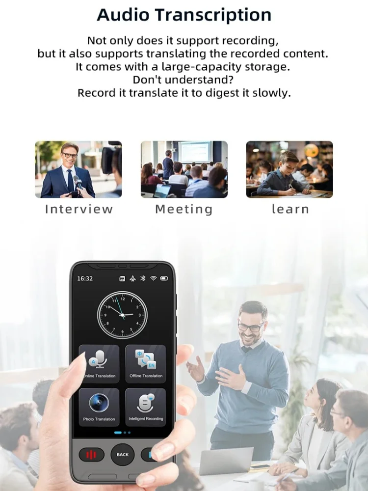 New Smart Accurate Voice Touch Screen Translator Support 142 Languages HD Camera Photo Offline Record TF Card Fast Translation