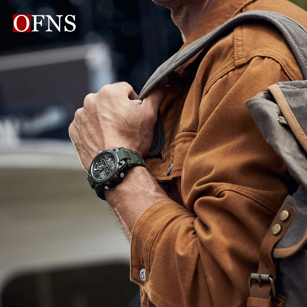 OFNS Top Brand Men\'s Watches 5ATM Waterproof Luxury G Style Sport Military Wristwatch Quartz Watch for Men LED Digital Clock