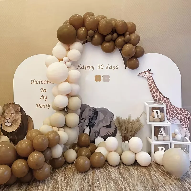 135-teiliges Braun-Sand-Weiß Ballongirlanden-Set 5/10/18 Zoll Dunkelbraune Latex-Ballons Bogen-Kit für Geburtstag Hochzeit Party Babyparty Dekoration – Detail 3