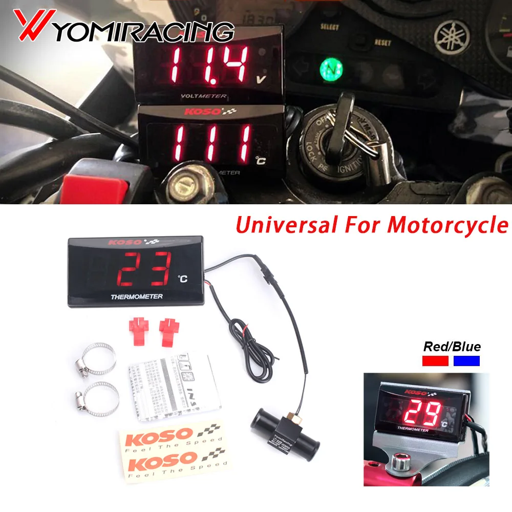 Motorcycle KOSO Water Temperature Mini Meter For XMAX250 300 NMAX CB 400 CB500X Sensor Water Temp Adapter Scooter And Racing