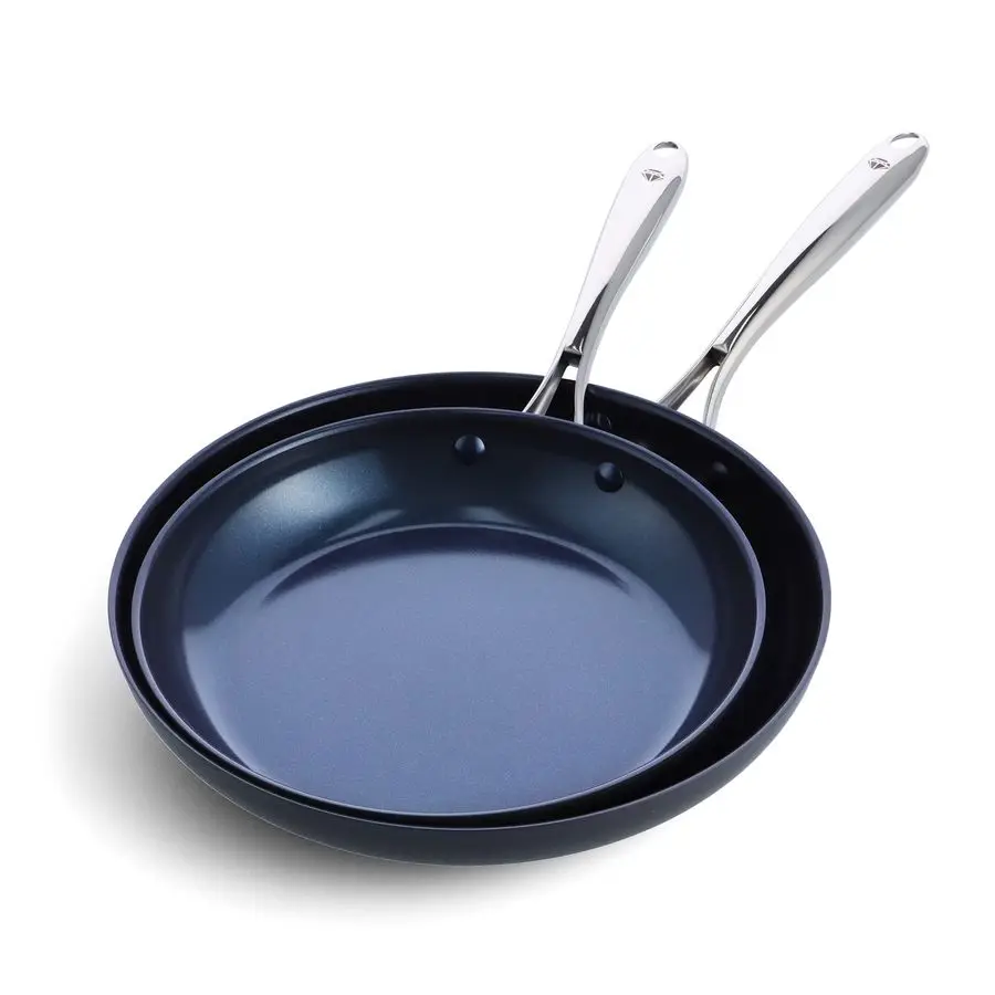 

Cookware Hard Anodized Ceramic Nonstick, 10 and 12 Frying Pan Skillet Set, PFASFree, Dishwasher Safe, Oven Safe, Grey