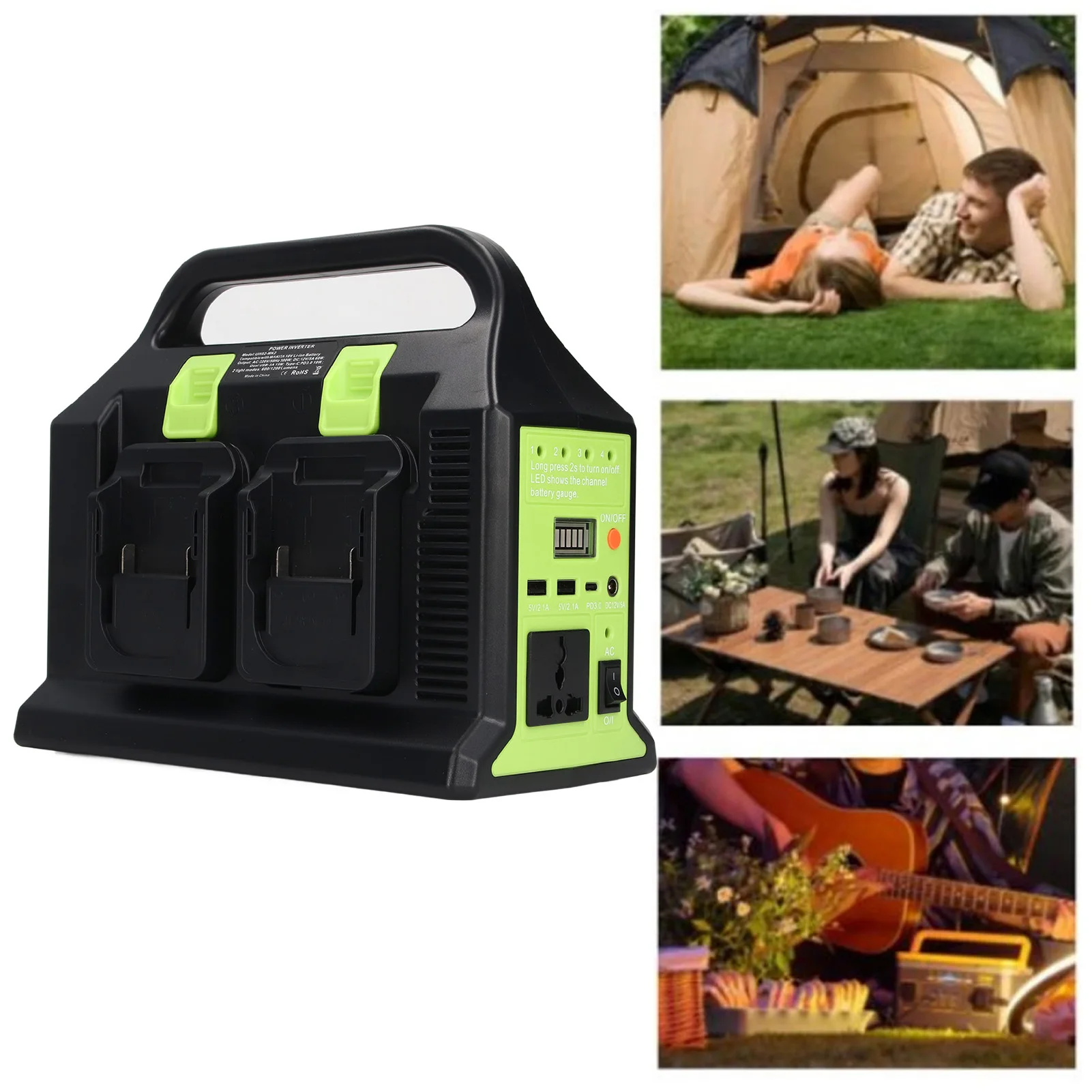 عاكس طاقة البطارية المحمولة 300 واط عاكس الطاقة المحمولة مع مخرج USB عاكس إمداد الطاقة جيبي بطارية 18 فولت