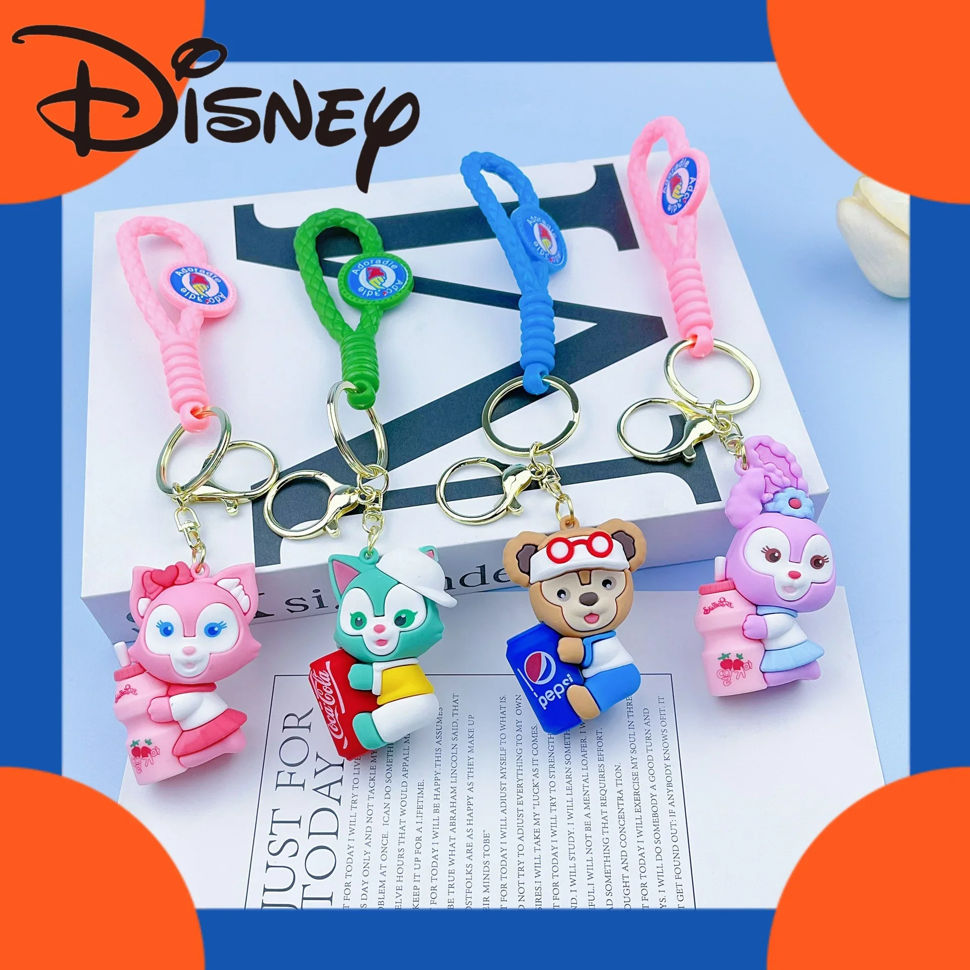 Disney Stellalou Keychains Action Anime Figures Linabell Duffy Student Bag Hanging  Car KeyChain Accesorios Cute Children Gift