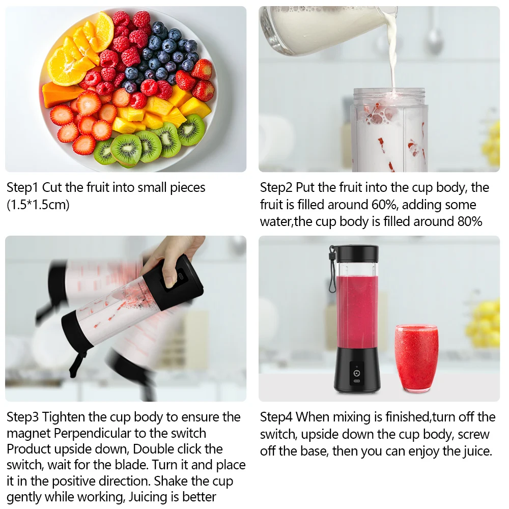 Portable 400ml Wireless Juicer Blender 5