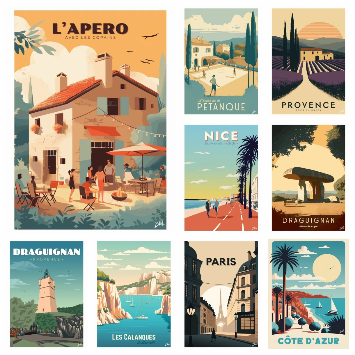 

DIY Diamond Art Painting Kits Marseille Petanque Verdon Retro France Travel Embroidery Mosaic Cross Stitch Home Decor Kids Gift