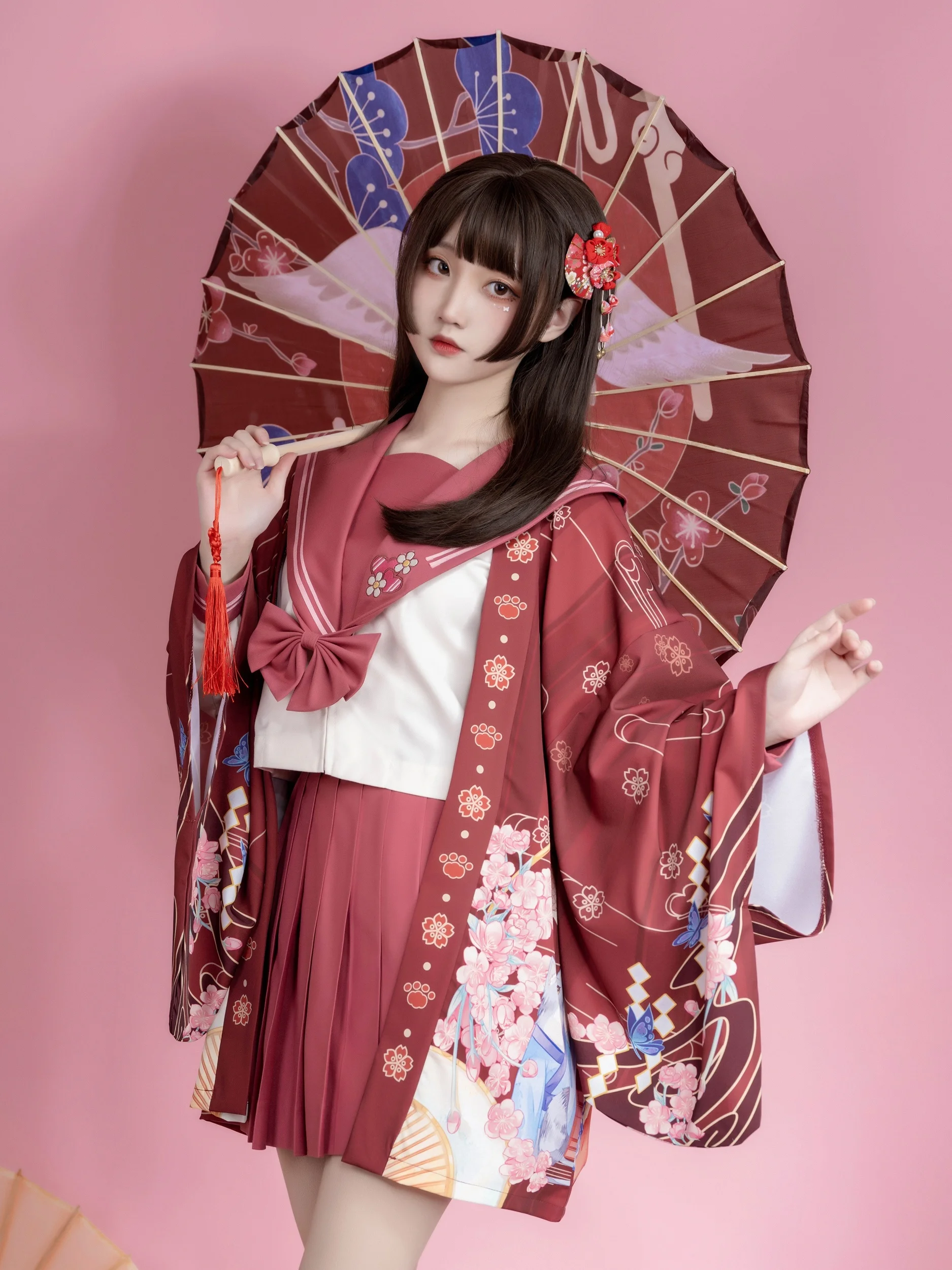 Japanese sunscreen coat anime Haori Meow World E jk cute and wind cardigan Lolita soft sister Japanese yukata Kimono cardigan Ha