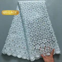 SJD LACE African Guipure Cord Lace Fabric 2025 High Quality 4526 White Water Soluble Lace Fabric Embroidery for Wedding Dresses