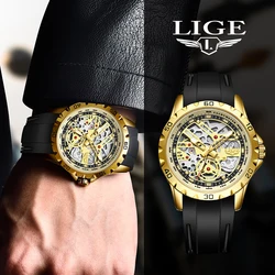 LIGE Top Brand Quartz Wristwatch Fashion Tourbillon Luxury Watches Men Sport Military Waterproof Luminous Men Watch Reloj Hombre