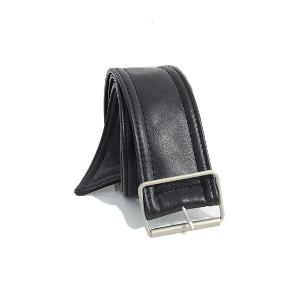 Trendy Versatile Waist Belt Black Adjustable Replacement Belt PU Leather Soft Overcoat Belt Overcoat Use