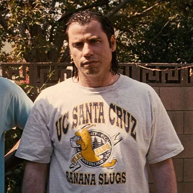 Pulp Fiction Vincent Vega UC Santa Cruz Banana Slugs Grafik-T-Shirt aus Baumwolle für Herren und Damen, Streetwear-T-Shirt – Detail 6