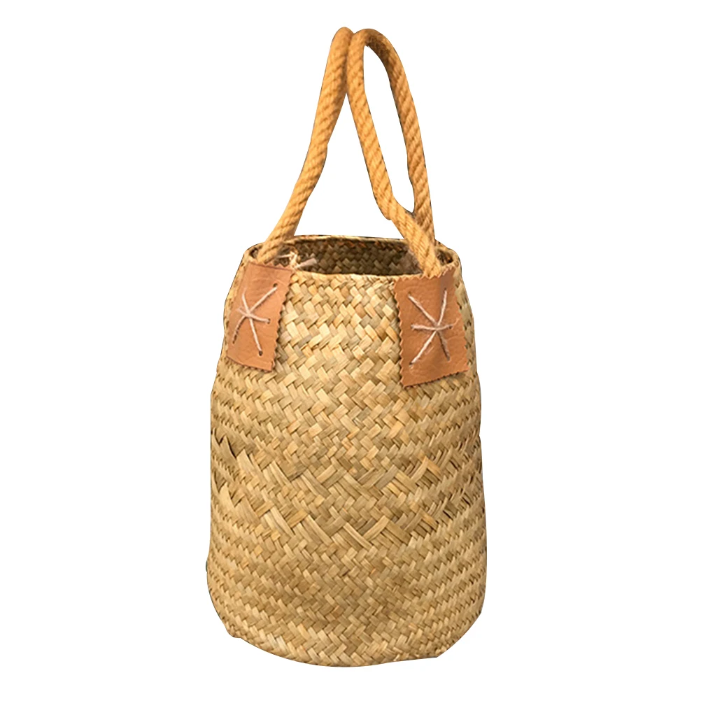 

Woven Baskets Seagrass Flower Pot Holder Storage Garden Pots Indoor Plants Braided Basket Rattan Laundry Box Desktop Storage