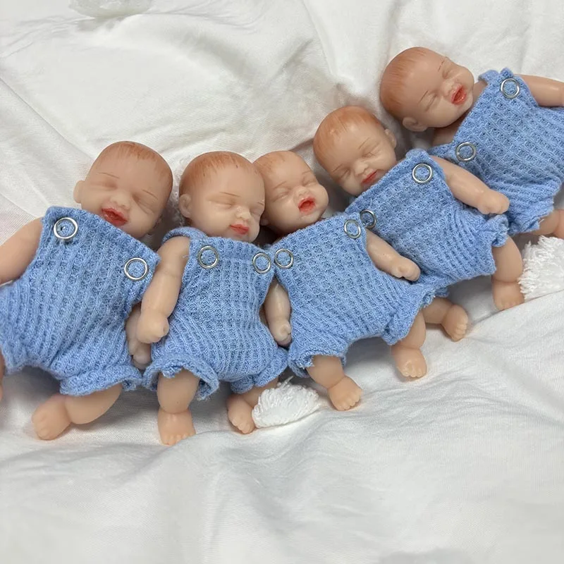 

5pcs/set 4inches Handmade High Quantity Realistic Silicone Sleeping Bebe Reborn Doll Full Solid Silicone Kids Toy Gift