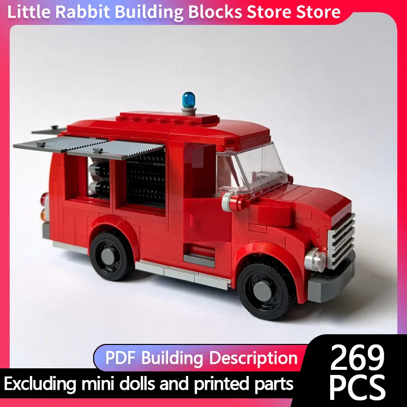 City Car Model MOC Building Bricks City Light Fire Engine Modular Technology Children Holiday Gifts Assemble Toys Suit