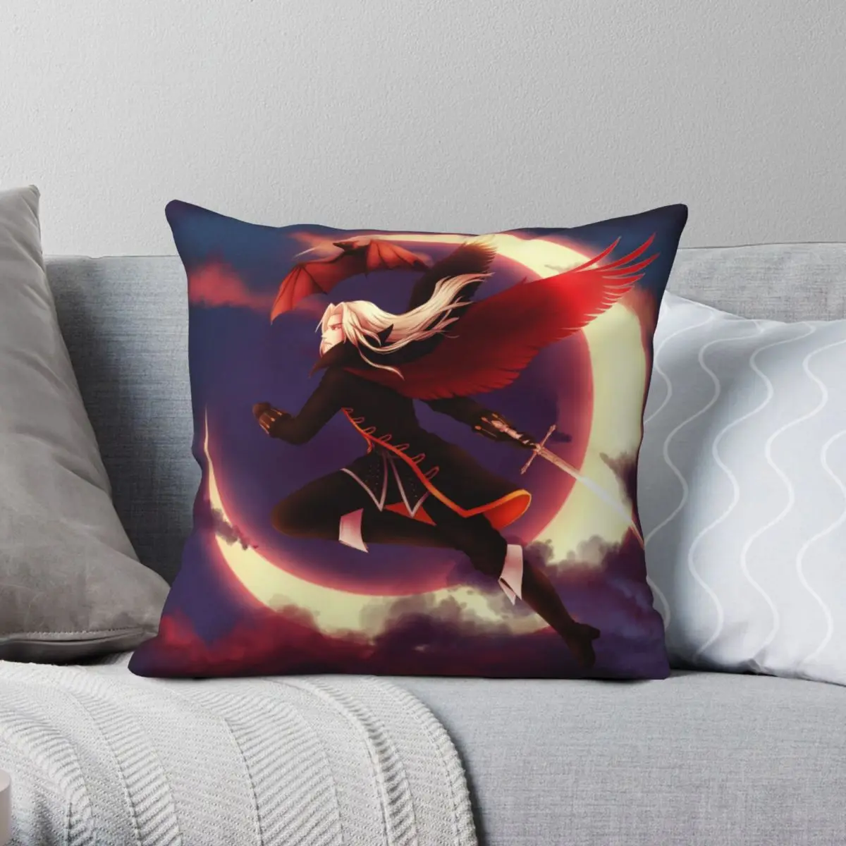 Symphony Of The Night Alucard Pillowcase Polyester Linen Velvet Printed Zip Decor Sofa Seater Cushion Cover