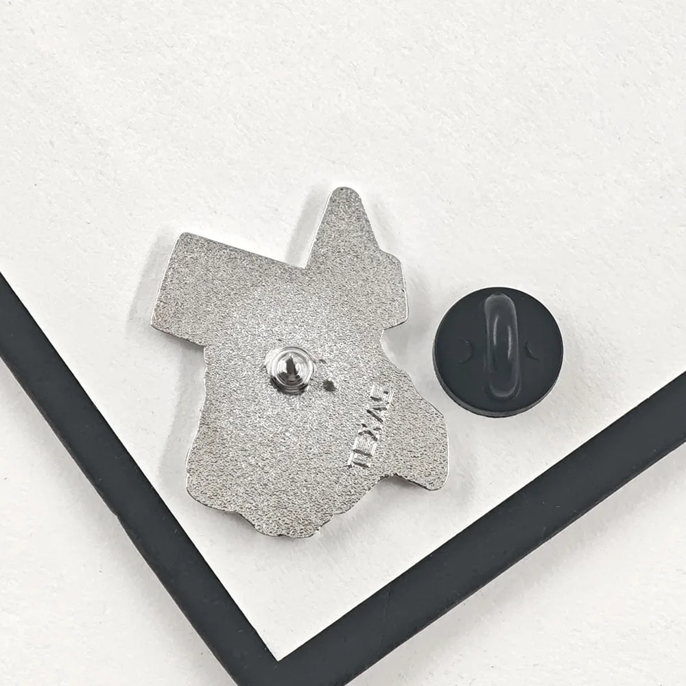 Texas Bluebonnet Emaille-Pin in Form einer Staatskarte, Blumenbrosche, Metallabzeichen, Anstecknadel, US-Reisesouvenir, Schmuckgeschenk für texanische Freunde – Detail 3