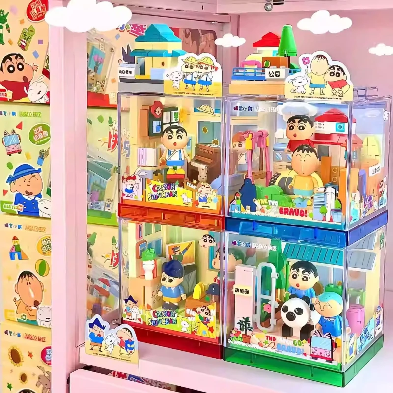 

AREAX Brick Area Crayon Shin-chan Happy Base Box Educational Building Blocks Toy Model Ornament Kids Birthday Gift