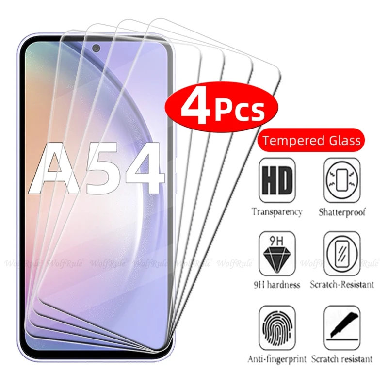 

4/3/2/1Pcs For Samsung A54 Glass Samsung Galaxy A54 Tempered Glass Protecitve 9H Transparent Clear Screen Protector Samsung A54
