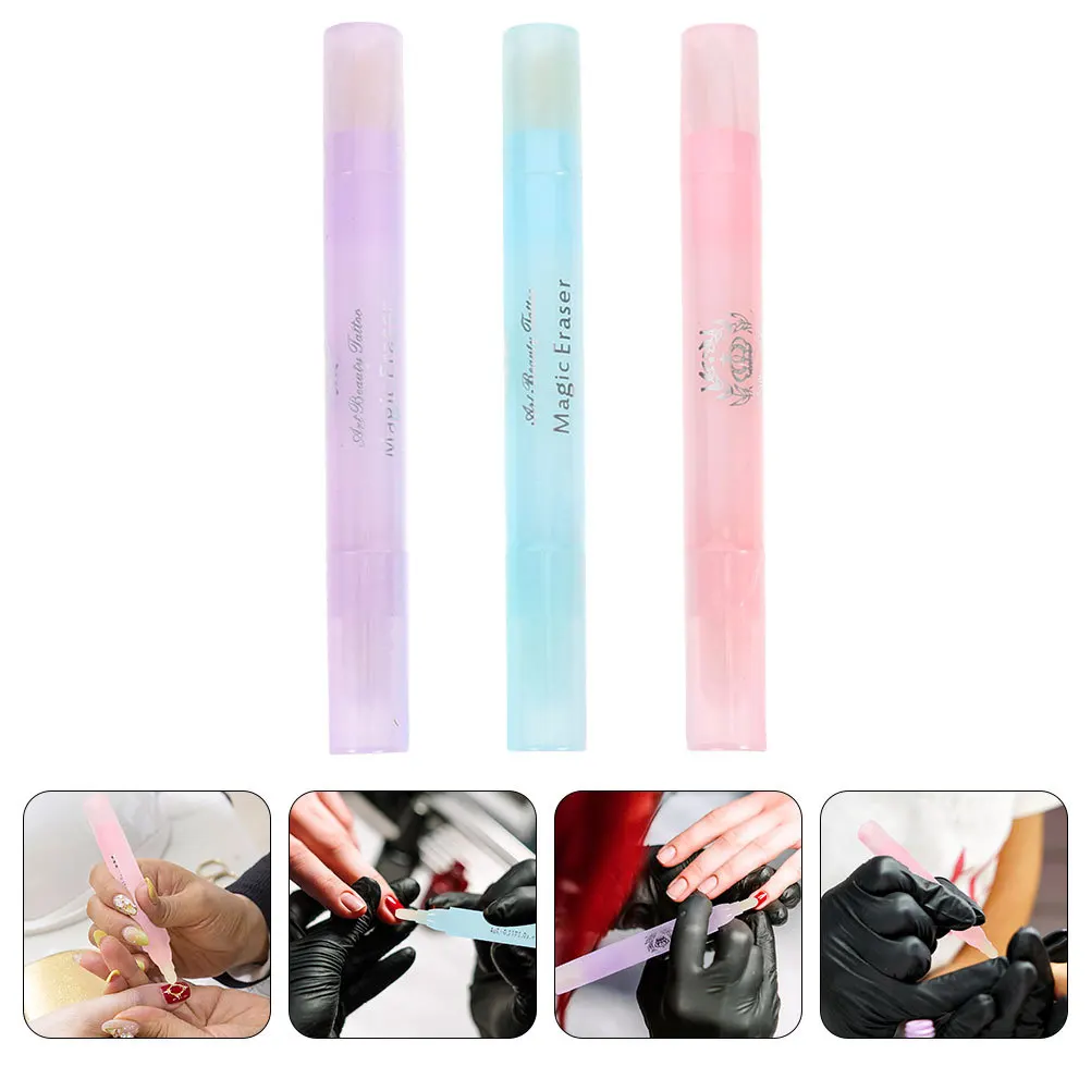 3pcs Edges Cleaning Pens Refillable Cotton Tip For Nail Polish Correction Manicure Tool Nail Art Detail Cleaner