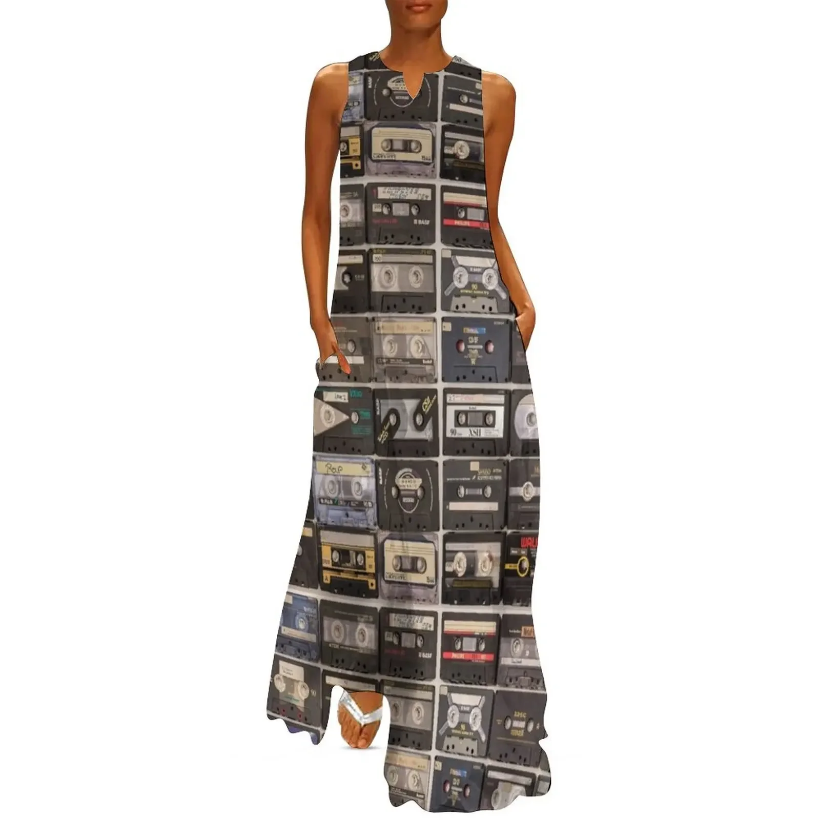 

Vintage Retro Cassette Tape Long Dress women's summer dress 2025 luxury dress