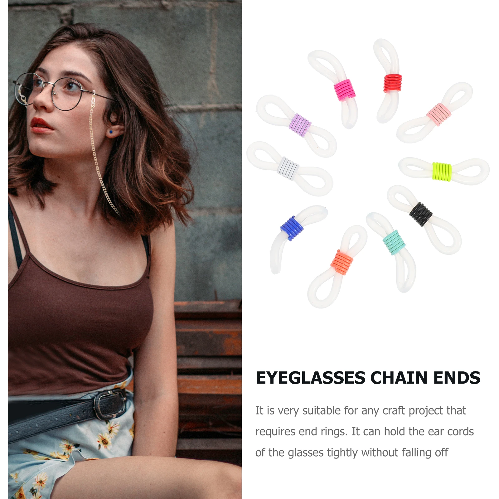 

50Pcs Anti- Rubber Chain Ends Connector for Eyeglasses Sunglasses Mask Anti-Loss Holder Spring Connectors