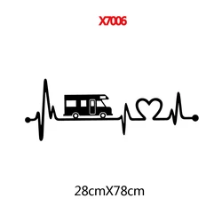 Ekg Graphics Love Camp Vinyl Stickers Electrocardiogram  For Caravan Body Decor Camper Decal Motorhome Stripes Car Sticker