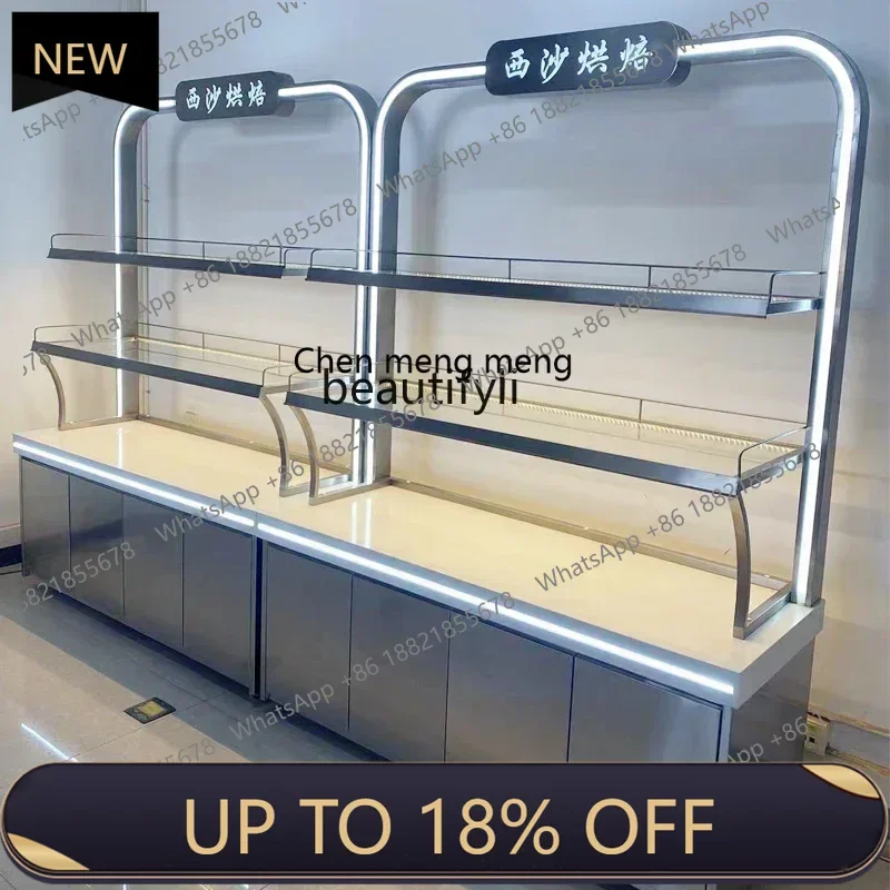 

Z189 Bread Side Cabinet Birthday Cake Model Baking Shelf Curved Glass Showcase