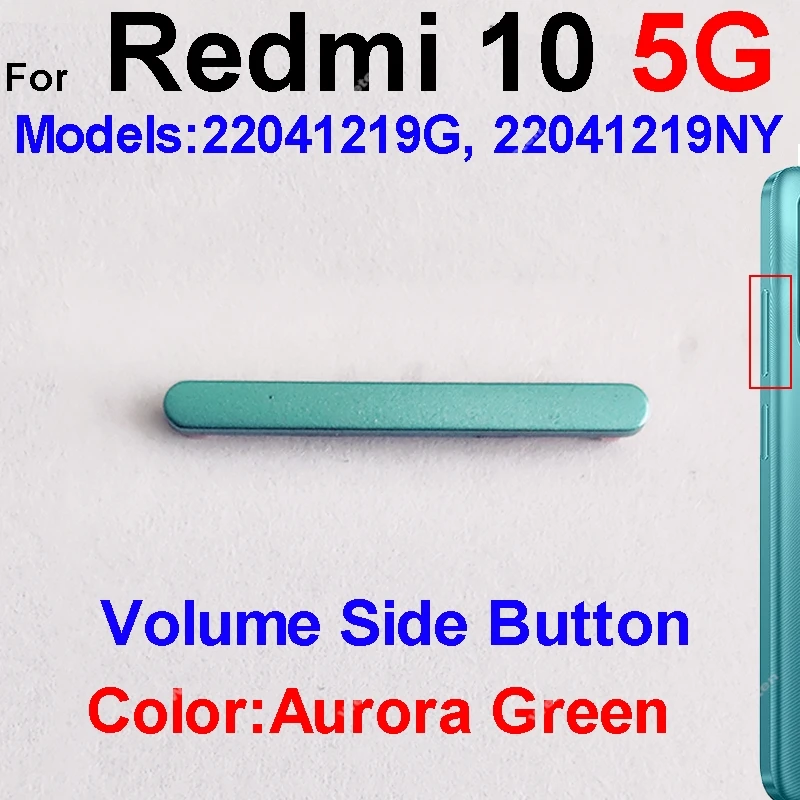 

Для Xiaomi Redmi 10 10A 10C 4G 5G Боковые кнопки регулировки громкости Включение Выключение Кнопка питания Регулировка громкости вверх и вниз Боковые клавиши Запчасти для ремонта