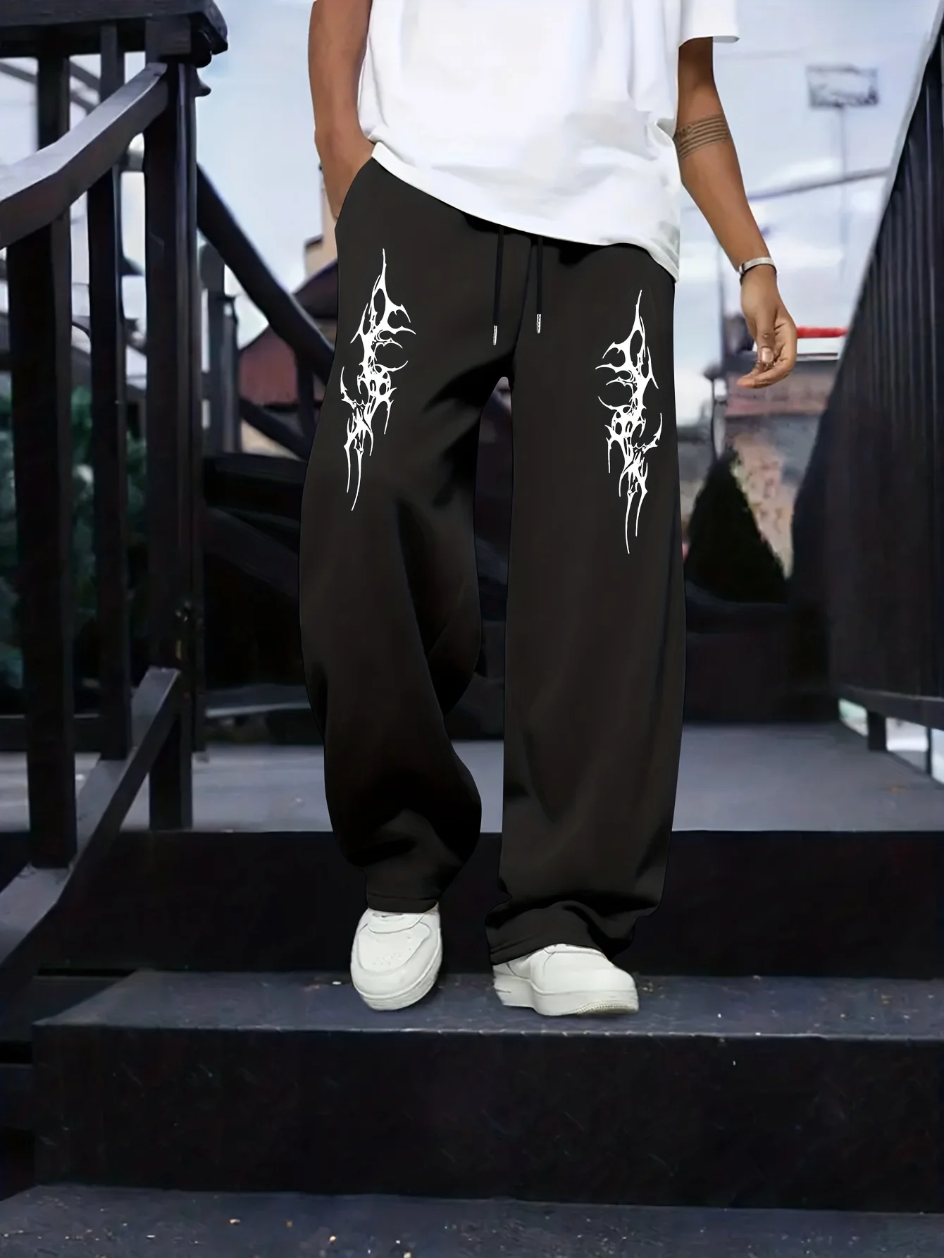 Spring Autumn Solid Straight Leg Pants For Men Drawstring Waist All-match Loose Long Trousers Casual Sports Pants S-3XL
