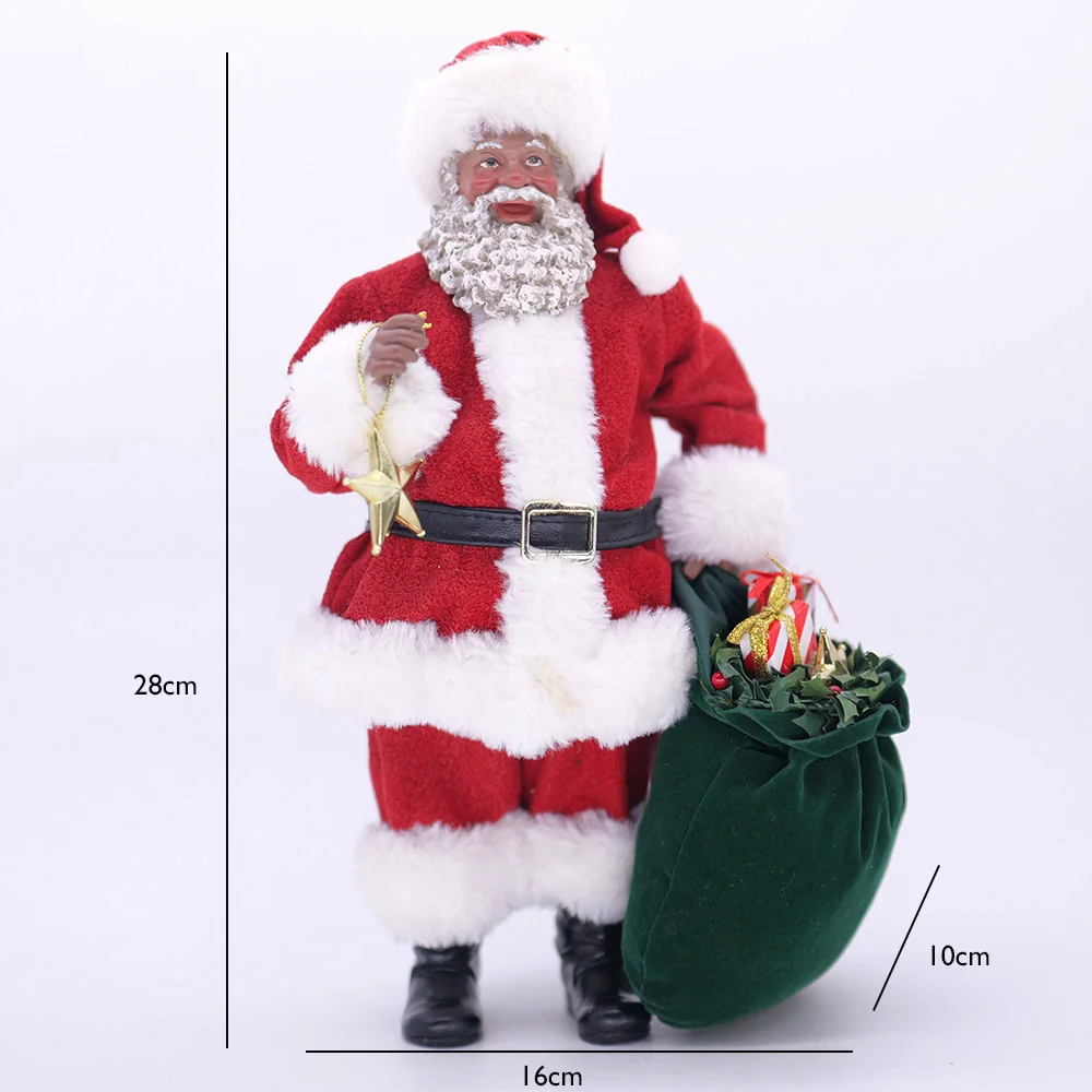 Christmas Santa Claus Figurine Decoration Accessories Ornament Gift Santa Claus Standing Statue Home Xmas Decor