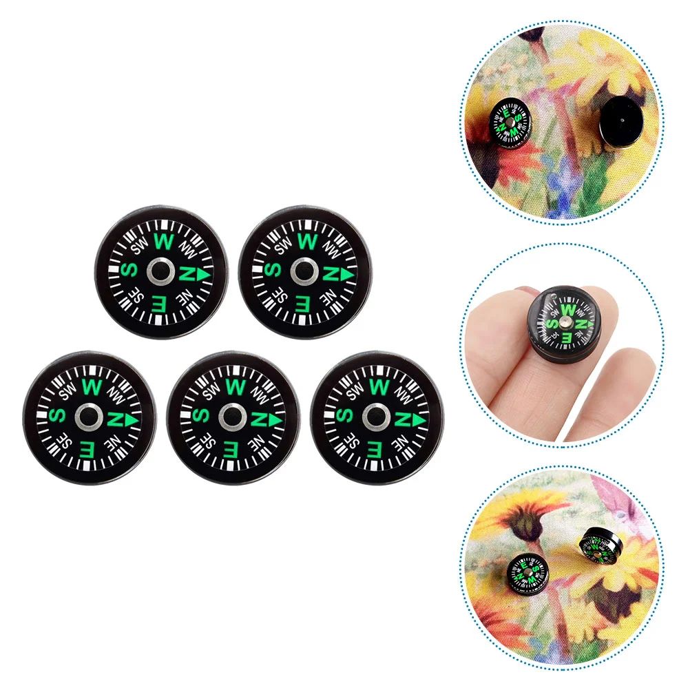 5 X Button Compass Travel Survival Gear Camping Accessories Abs Car Mini Pocket