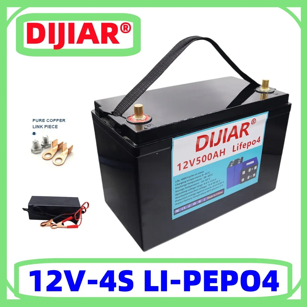 12V LiFePO4 battery 500Ah 400Ah 300Ah 200Ah built-in BMS lithium iron phosphate battery 6000+golf cart solar cycle life