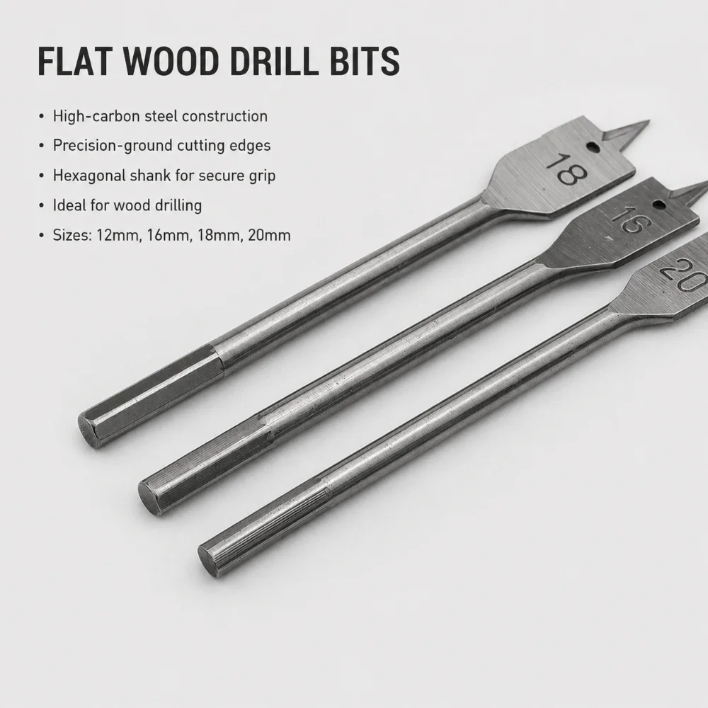 6PCS Multi Function Wood Spade Bit 10-25mm High Carbon Steel Carbon Steel Drill Three Edge Cutting Structure