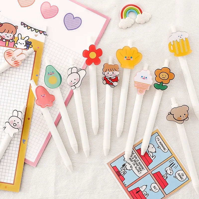 

50 шт., корейская версия, нейтральная ручка в форме сердца для девочек, милая креативная корейская сетка, красная, супер милая