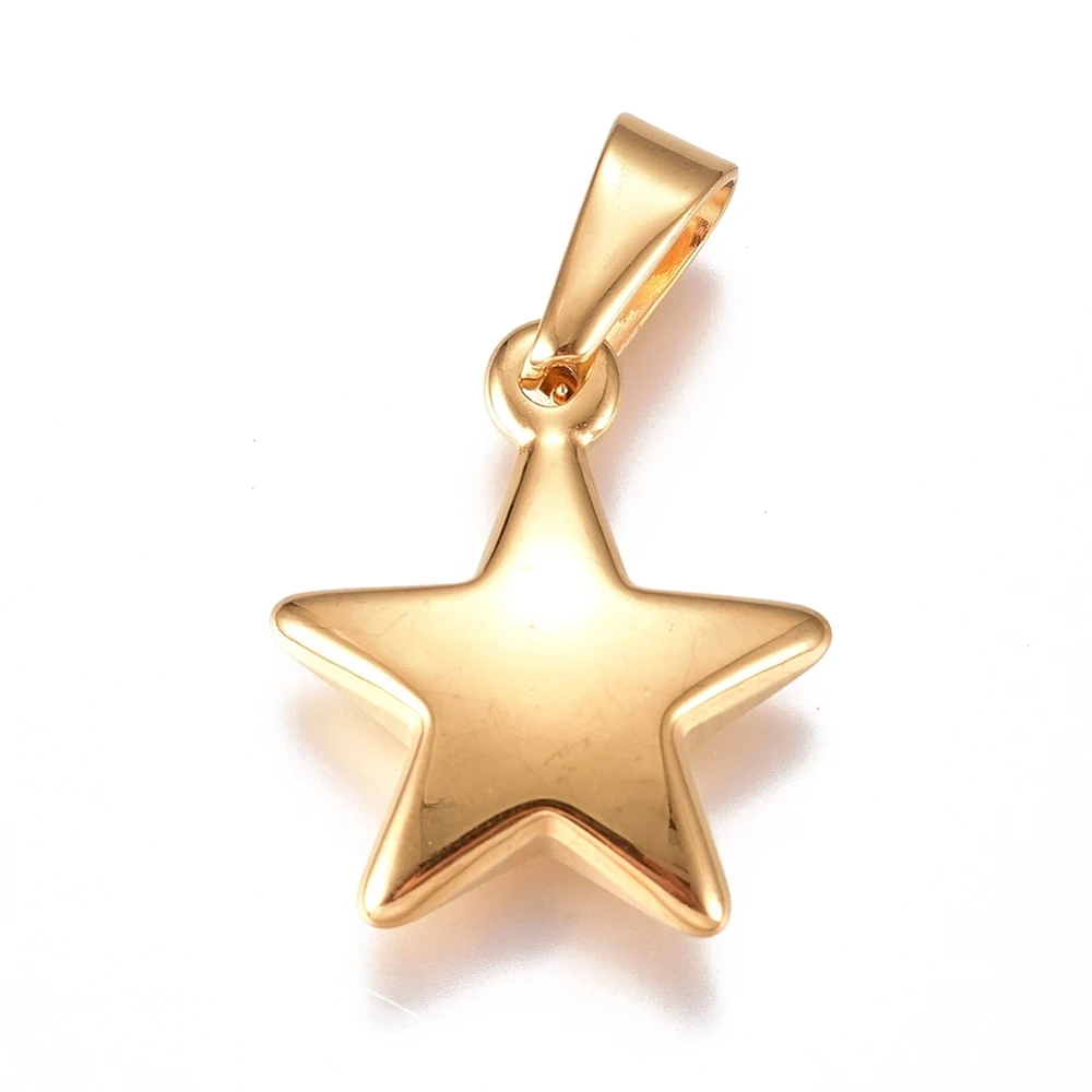 10pcs 3D Star Charms 304 Stainless Steel Pendants for DIY Jewelry Making Bracelet Necklace Earrings Accessories 23.5x20x5mm