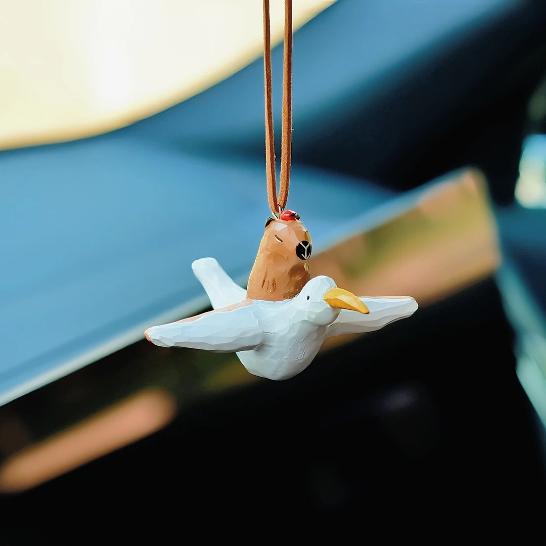 Cute Capybara Car Rearview Mirror Suspension Funny Auto Interior Decoration Pendant For Car Home Decoration Gift Car Accessories